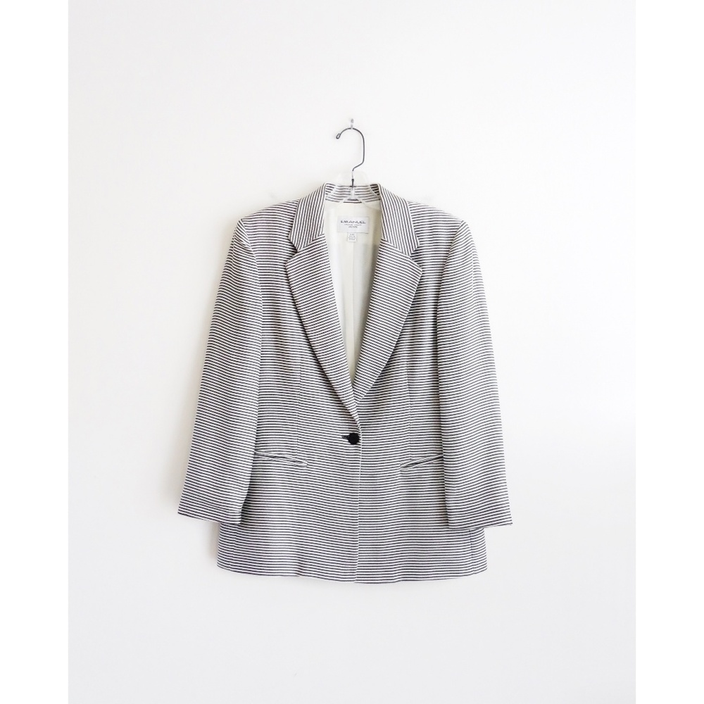 Emanuel Ungaro White Grey Striped Blazer sz 6 - Picture 1 of 3